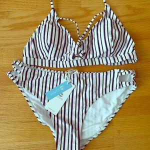CupShe Bathing Navy Striped bathing suit